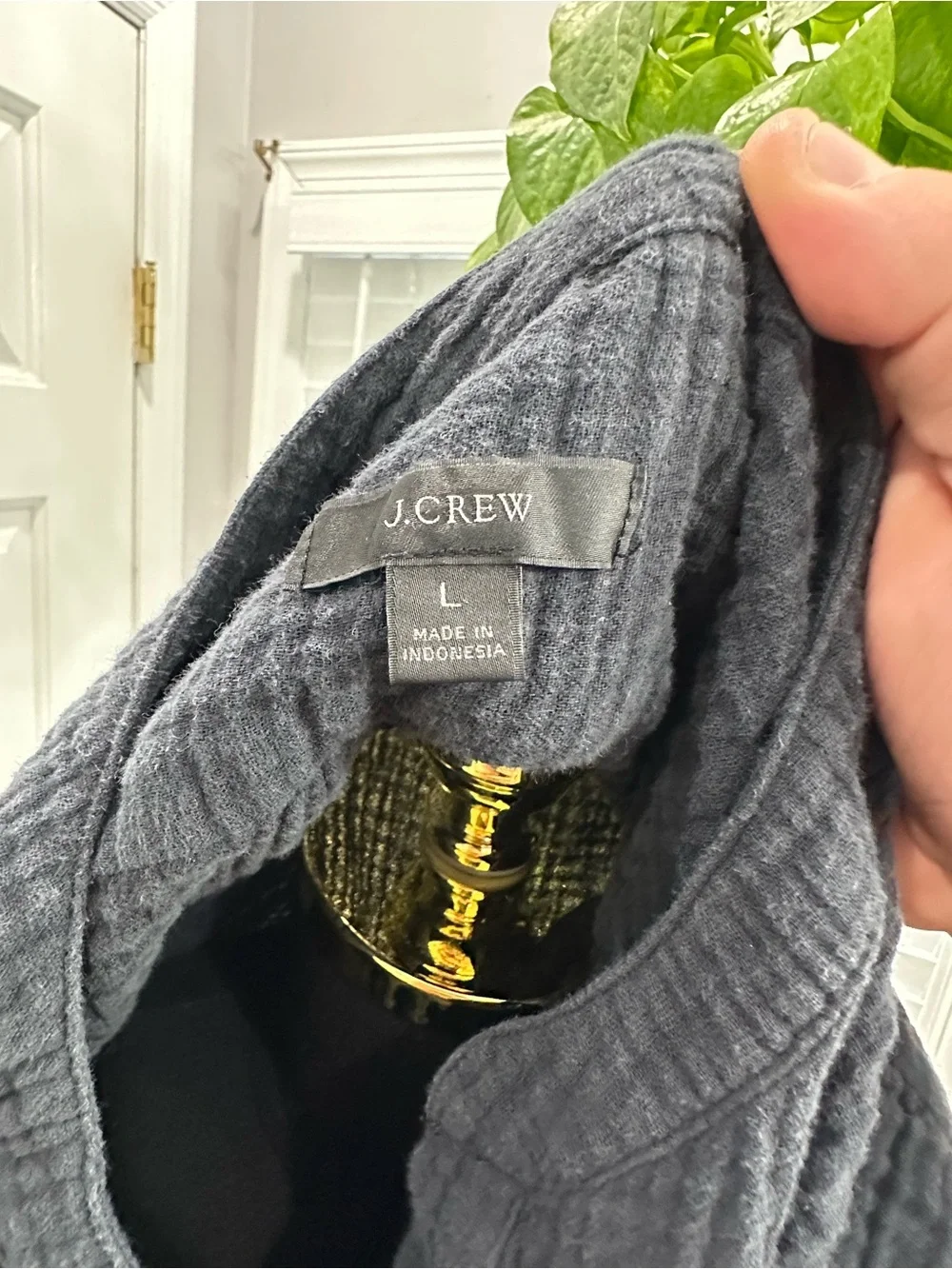 J. Crew Charcoal Textured Short-Sleeve V-Neck Blouse
